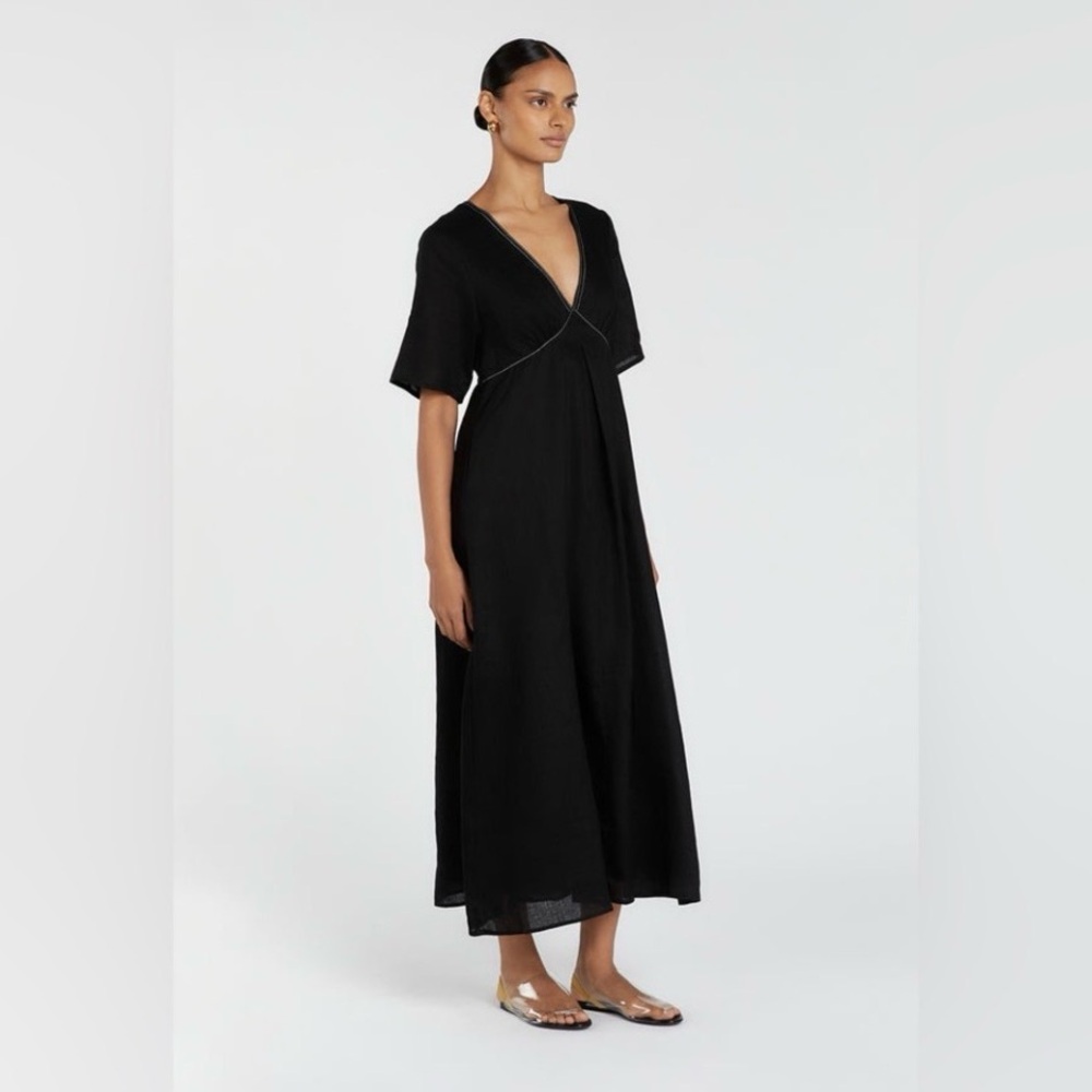 DISSH Black V-Neck Midi Dress
